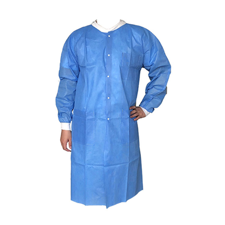 Blouse de laboratoire bleu médical résistant aux acides non tissés jetables Pp et Pe